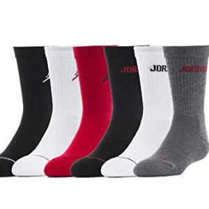 Jordan Boys 6-Pk. Crew Socks, Black, White, Red, 2