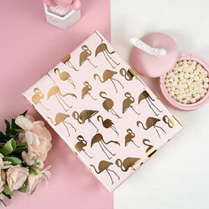 WRAPAHOLIC Wrapping Paper Sheet - Pink and Gold Foil Design for Birthdays, Wedding, Holiday, Party, Baby Shower - 1 Roll Contains 6 Sheets - 17.5 inch X 30 inch Per Sheet