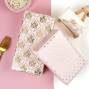 WRAPAHOLIC Wrapping Paper Sheet - Pink and Gold Foil Design for Birthdays, Wedding, Holiday, Party, Baby Shower - 1 Roll Contains 6 Sheets - 17.5 inch X 30 inch Per Sheet