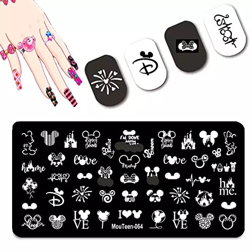 Cartoon Nail Stamping Plate Reusable Nail Art Princess Nail Decal kit DIY Manicure Tools (6)