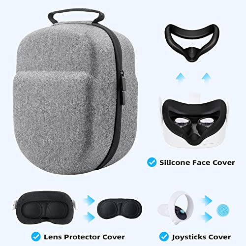 Retear Carrying Case for Meta/Oculus Quest 2 Accessories, Fits Elite Strap Battery Version and Kiwi Design/BOBOVR Headstrap, Lightweight and Portable Full Protection for Travel and Home Storage