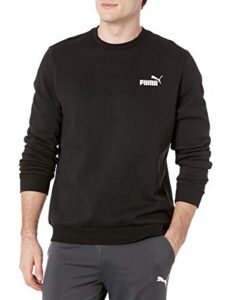 puma mens essentials fleece crewneck sweatshirt, black, large us