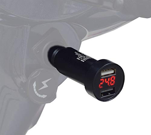 AlveyTech XLR Dual Port USB Charging Adapter with Digital Voltage Meter - for Power Chairs, Mobility Scooters, Electric Wheelchair, E-Bike, Medical Scooter Charger Adaptor Accessories, Fast Charge