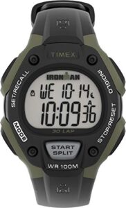 timex men's ironman classic 30 38mm resin strap watch – green case black top ring with black resin strap