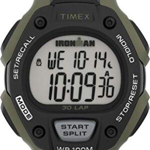 Timex Men's IRONMAN Classic 30 38mm Resin Strap Watch – Green Case Black Top Ring with Black Resin Strap