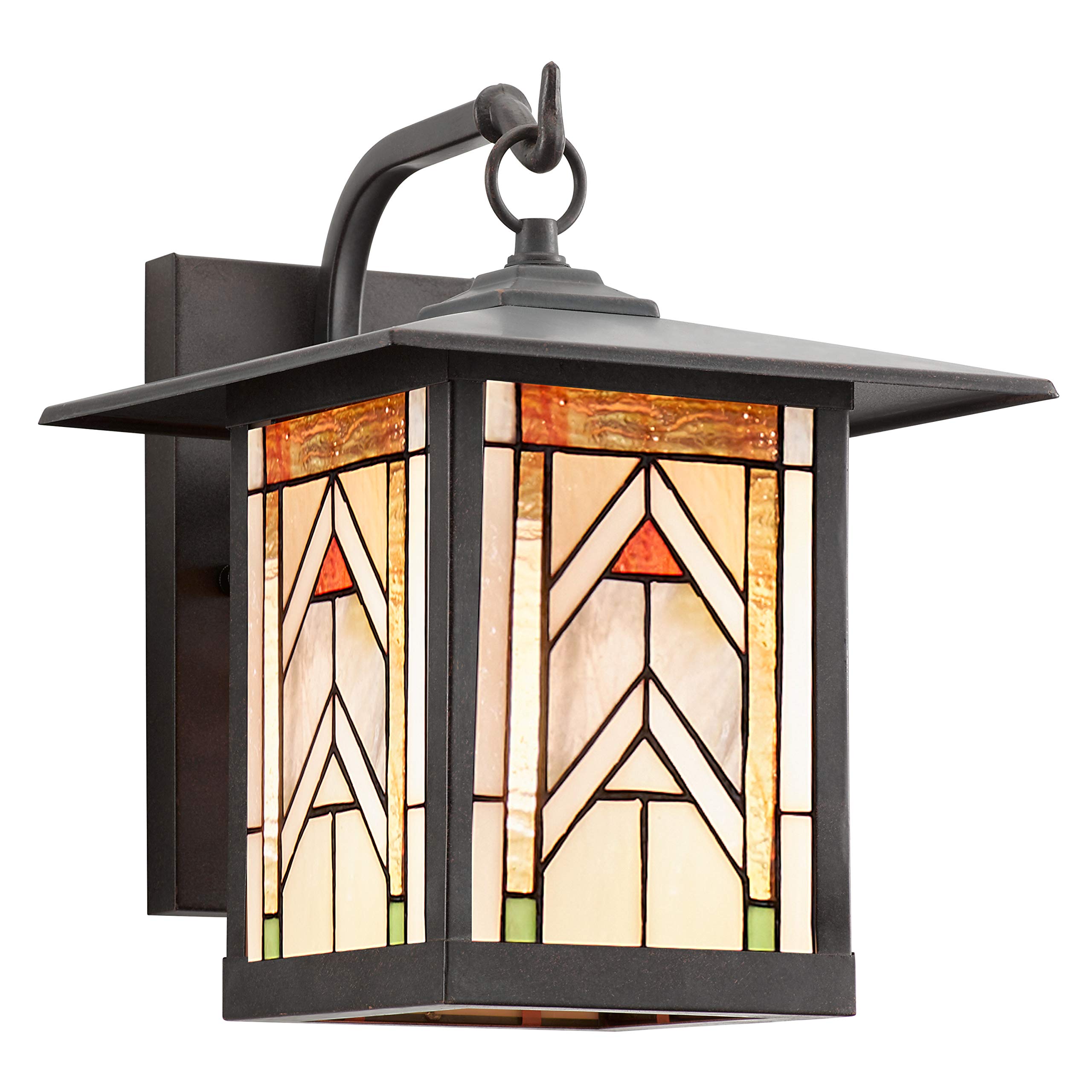 River of Goods Stained Glass Outdoor Light Fixture - 11.75" H - Mission Style Porch Light - ‎Niki