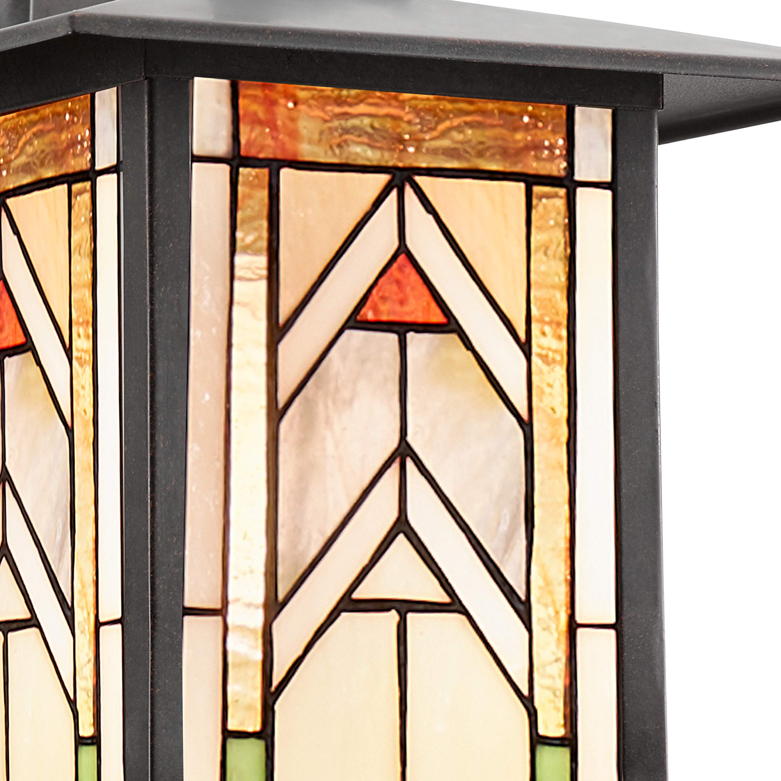 River of Goods Stained Glass Outdoor Light Fixture - 11.75" H - Mission Style Porch Light - ‎Niki