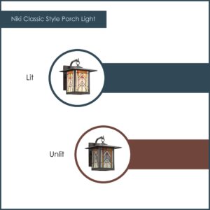 River of Goods Stained Glass Outdoor Light Fixture - 11.75" H - Mission Style Porch Light - ‎Niki