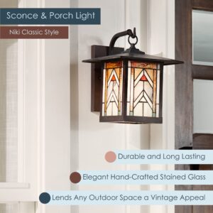 River of Goods Stained Glass Outdoor Light Fixture - 11.75" H - Mission Style Porch Light - ‎Niki