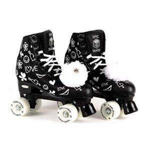 Epic Skates Luv Quad Roller Skates, Black/White, Ladies 8