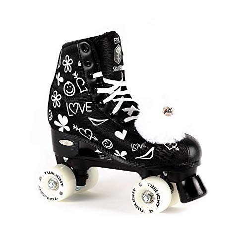 Epic Skates Luv Quad Roller Skates, Black/White, Ladies 8