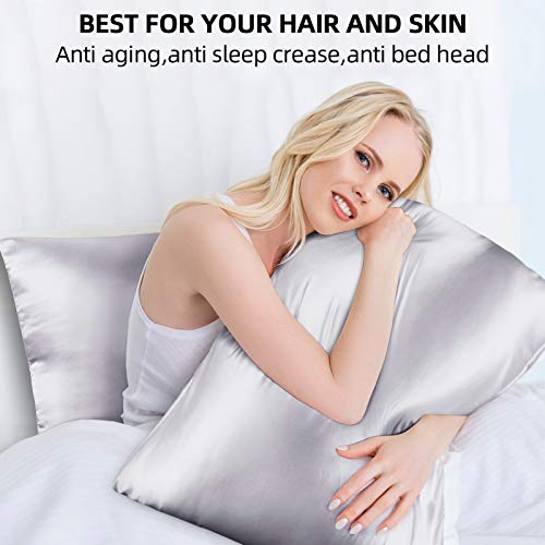 pendali Silk Pillowcase for Hair and Skin, Both Side Silk Pillow Case Soft and Smooth,Beauty Sleep, Bed Pillow Covers with Hidden Zipper, Silk Satin Pillowcase, Standard Size, Pack of 1 Piece