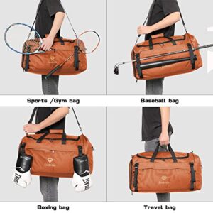 Eackrola Large Sports Gym Bag, Travel Duffel bag with Wet Pocket & Shoes Compartment for men women, 65L, Lightweight