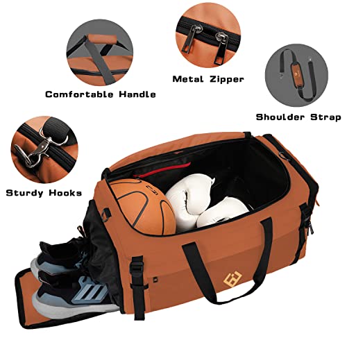 Eackrola Large Sports Gym Bag, Travel Duffel bag with Wet Pocket & Shoes Compartment for men women, 65L, Lightweight