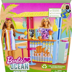 Barbie Loves The Ocean Beach Shack Playset with 18+ Accessories, Made from Recycled Plastics, Gift for 3 to 7 Year Olds