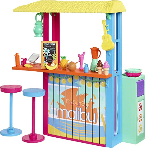 Barbie Loves The Ocean Beach Shack Playset with 18+ Accessories, Made from Recycled Plastics, Gift for 3 to 7 Year Olds