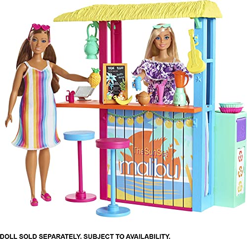 Barbie Loves The Ocean Beach Shack Playset with 18+ Accessories, Made from Recycled Plastics, Gift for 3 to 7 Year Olds