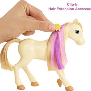 Barbie Groom 'N Care Horse Playset with Blond Doll, 2 Nodding Horses & 20+ Accessories, Style Color-Change Manes with Tool & Clips