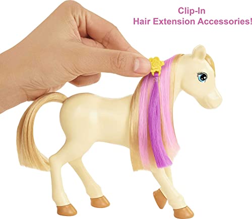 Barbie Groom 'N Care Horse Playset with Blond Doll, 2 Nodding Horses & 20+ Accessories, Style Color-Change Manes with Tool & Clips