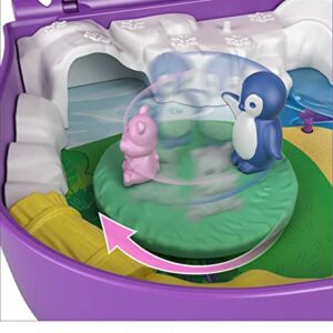 Polly Pocket Compact Playset, Elephant Adventure with 2 Micro Dolls & Accessories, Travel Toys with Surprise Reveals