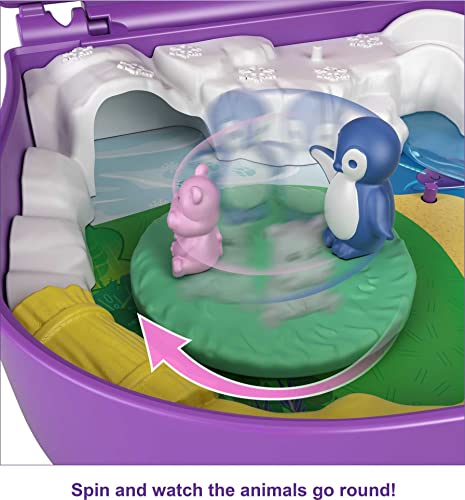 Polly Pocket Compact Playset, Elephant Adventure with 2 Micro Dolls & Accessories, Travel Toys with Surprise Reveals