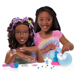 Barbie Tie-Dye Deluxe 21-Piece Styling Head, Black Hair, Includes 2 Non-Toxic Dye Colors, Kids Toys for Ages 3 Up by Just Play