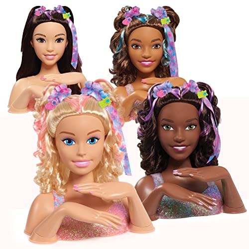 Barbie Tie-Dye Deluxe 21-Piece Styling Head, Black Hair, Includes 2 Non-Toxic Dye Colors, Kids Toys for Ages 3 Up by Just Play