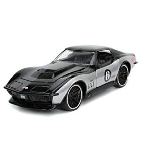Jada Toys Bigtime Muscle 1:24 1969 Chevy Corvette Stingray Die-cast Black, Toys for Kids and Adults