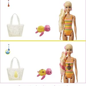 Barbie Color Reveal Foam! Doll & Pet Friend with 25 Surprises: Scented Bubble Solution, Outfits, Hair Extension, Kid Bracelet & Charm Hidden in Sand; Sunny Pineapple-Theme; for Kids 3 Years & Up