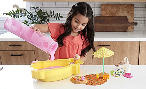 Barbie Color Reveal Foam! Doll & Pet Friend with 25 Surprises: Scented Bubble Solution, Outfits, Hair Extension, Kid Bracelet & Charm Hidden in Sand; Sunny Pineapple-Theme; for Kids 3 Years & Up