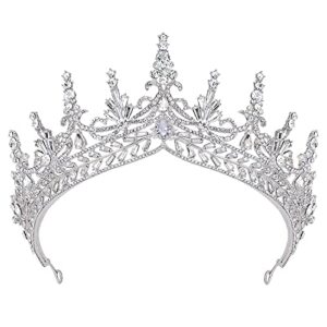 aw bridal tiaras and crowns for women crystal queen crown gothic tiaras bridal women crowns for wedding quinceanera pageant birthday tiaras princess crown(silver)