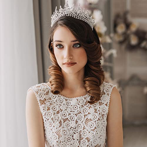 AW BRIDAL Tiaras and Crowns for Women Crystal Queen Crown Gothic Tiaras Bridal Women Crowns for Wedding Quinceanera Pageant Birthday Tiaras Princess Crown(Silver)