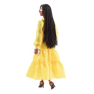 Barbie Signature @BarbieStyle Fully Poseable Fashion Doll (12-in Brunette with Braids) with 2 Tops, Shorts, Skirt, Coat, 2 Pairs of Shoes & Accessories, Gift for Collector