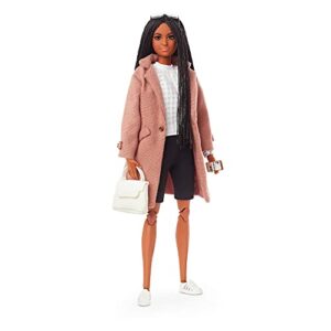 Barbie Signature @BarbieStyle Fully Poseable Fashion Doll (12-in Brunette with Braids) with 2 Tops, Shorts, Skirt, Coat, 2 Pairs of Shoes & Accessories, Gift for Collector