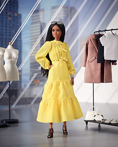 Barbie Signature @BarbieStyle Fully Poseable Fashion Doll (12-in Brunette with Braids) with 2 Tops, Shorts, Skirt, Coat, 2 Pairs of Shoes & Accessories, Gift for Collector