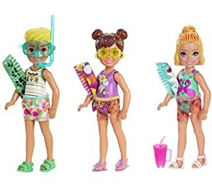 Barbie Chelsea Color Reveal Doll: 6 Surprises, Marble Blue Look, Hair Color Change, Sand & Sun Series [Styles Vary]