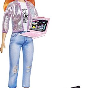 Barbie Career of The Year Music Producer Doll (12-in), Colorful Orange Hair, Trendy Tee, Jacket & Jeans Plus Sound Mixing Board, Computer & Headphone Accessories, Great Toy Gift