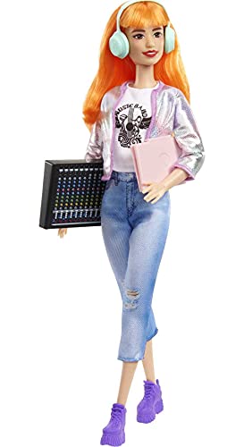 Barbie Career of The Year Music Producer Doll (12-in), Colorful Orange Hair, Trendy Tee, Jacket & Jeans Plus Sound Mixing Board, Computer & Headphone Accessories, Great Toy Gift