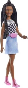 barbie: big city, big dreams “brooklyn” roberts doll (11.5-in, brunette braided hair) wearing shimmery top, skirt & accessories, gift for 3 to 7 year olds