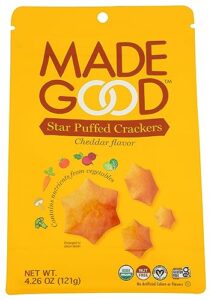 madegood organic cheddar star puffed crackers, 4.26 oz