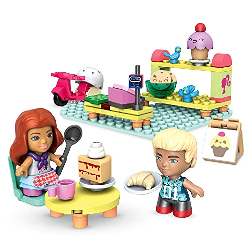 Mega Barbie Toy Building Set, Bakery with 1 Barbie and 1 Ken Micro-Doll, 2 Barbie Pet Birds and Accessories, Easy to Build Set for Ages 4 and Up
