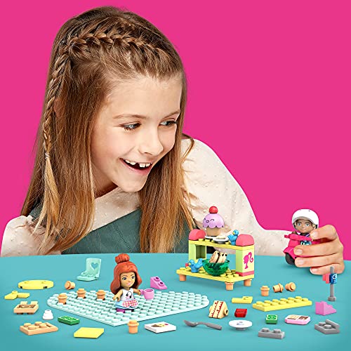 Mega Barbie Toy Building Set, Bakery with 1 Barbie and 1 Ken Micro-Doll, 2 Barbie Pet Birds and Accessories, Easy to Build Set for Ages 4 and Up