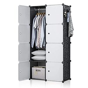 george&danis portable closet wardrobe cube storage cube organizer cube shelf armoire bedroom dresser (28x18x56 inches) 2x4 tiers, black