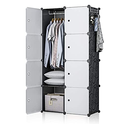 GEORGE&DANIS Portable Closet Wardrobe Cube Storage Cube Organizer Cube Shelf Armoire Bedroom Dresser (28x18x56 inches) 2x4 Tiers, Black