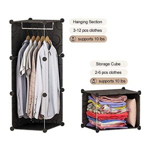 GEORGE&DANIS Portable Closet Wardrobe Cube Storage Cube Organizer Cube Shelf Armoire Bedroom Dresser (28x18x56 inches) 2x4 Tiers, Black