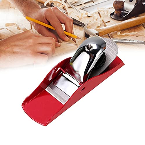 Mini Hand Planer 3-1/2 inch Red Adjustable, used for Wood Craft Processing, Carving and Trimming Projects, Carpenter DIY Model Making (Hand Planer Red)