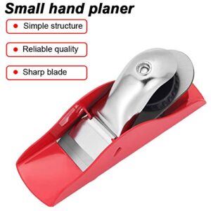 Mini Hand Planer 3-1/2 inch Red Adjustable, used for Wood Craft Processing, Carving and Trimming Projects, Carpenter DIY Model Making (Hand Planer Red)