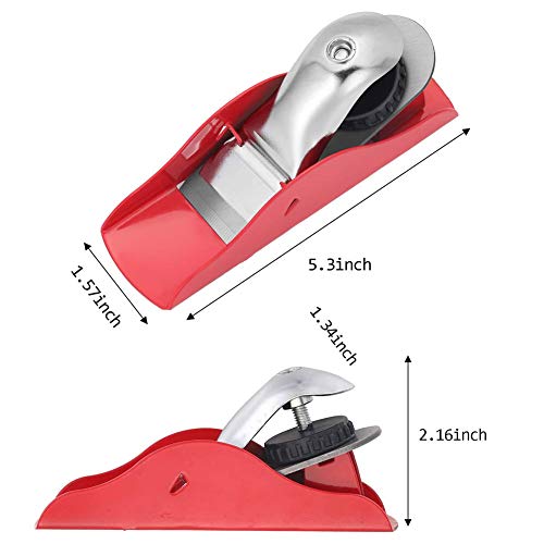 Mini Hand Planer 3-1/2 inch Red Adjustable, used for Wood Craft Processing, Carving and Trimming Projects, Carpenter DIY Model Making (Hand Planer Red)