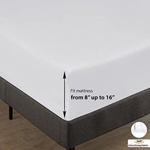 ROYALE LINENS - 4 Piece Full Bed Sheet - Soft Brushed Microfiber 1800 Bedding Set - 1 Fitted Sheet, 1 Flat Sheet, 2 Pillow Case - Wrinkle & Fade Resistant Luxury Full Size Sheet Set (Full, White)