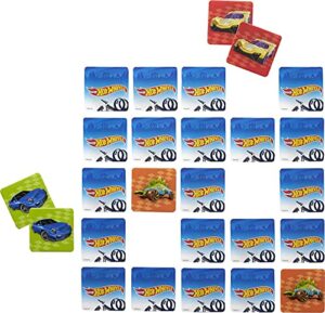 hot wheels make-a-match card game, match colors, images & shapes, 56 cards for 2 to 4 players, gift for kids ages 3 years & older